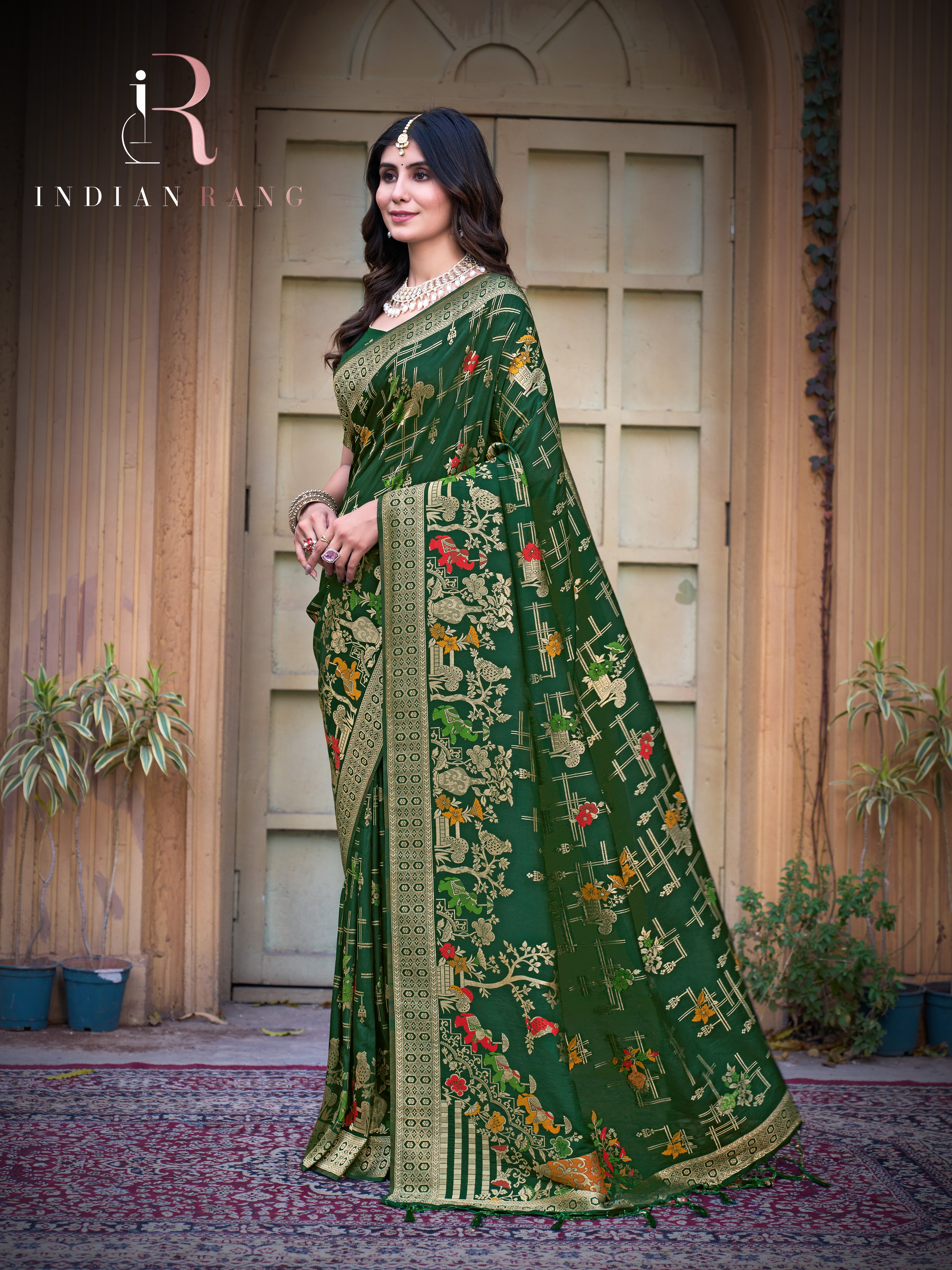 Elegant Pure Silk Green Color Latest Saree