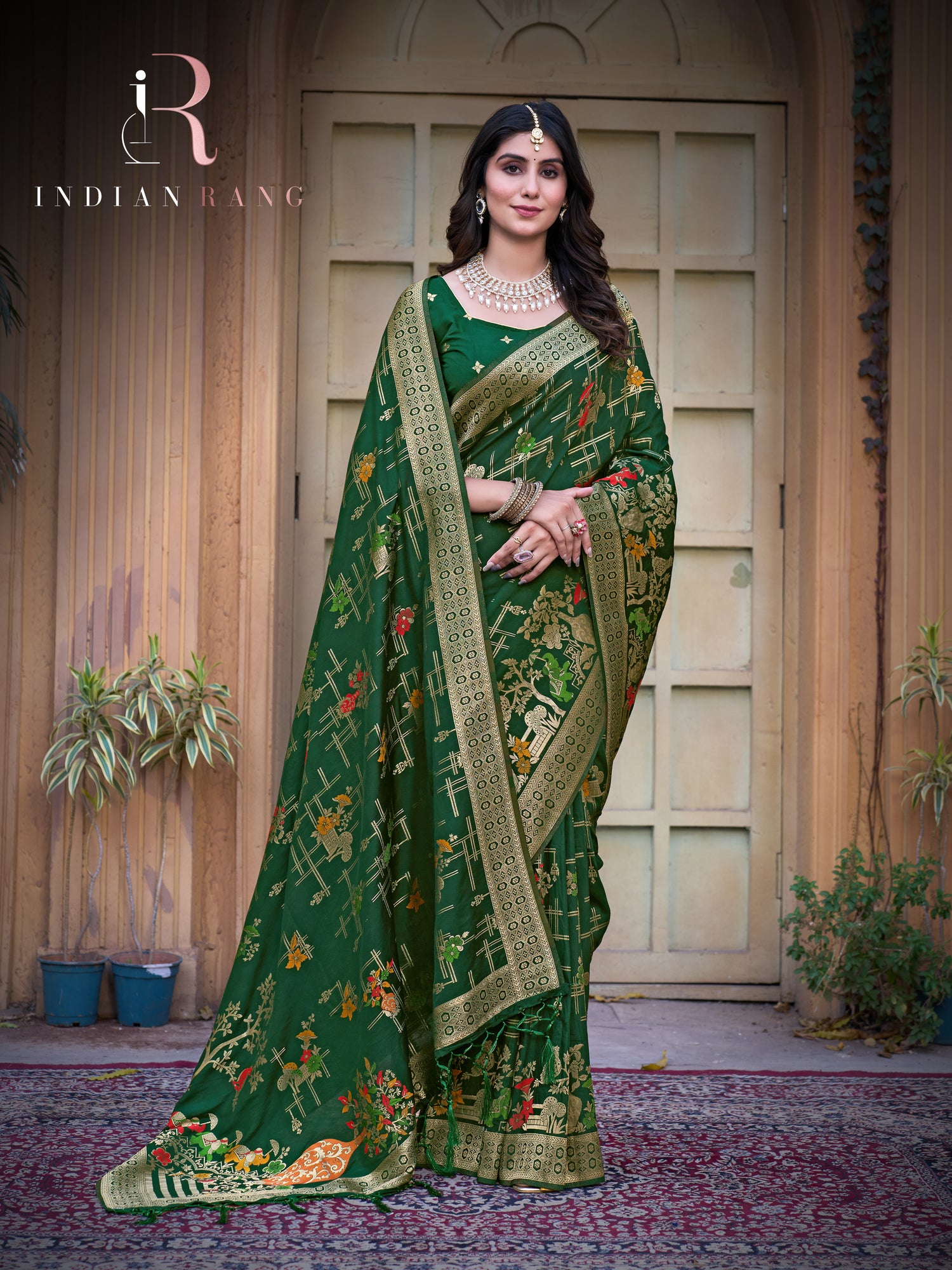 Elegant Pure Silk Green Color Latest Saree