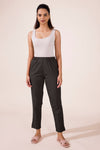 Mid-Rise Cropped Cotton Pant Trousers (Grey)