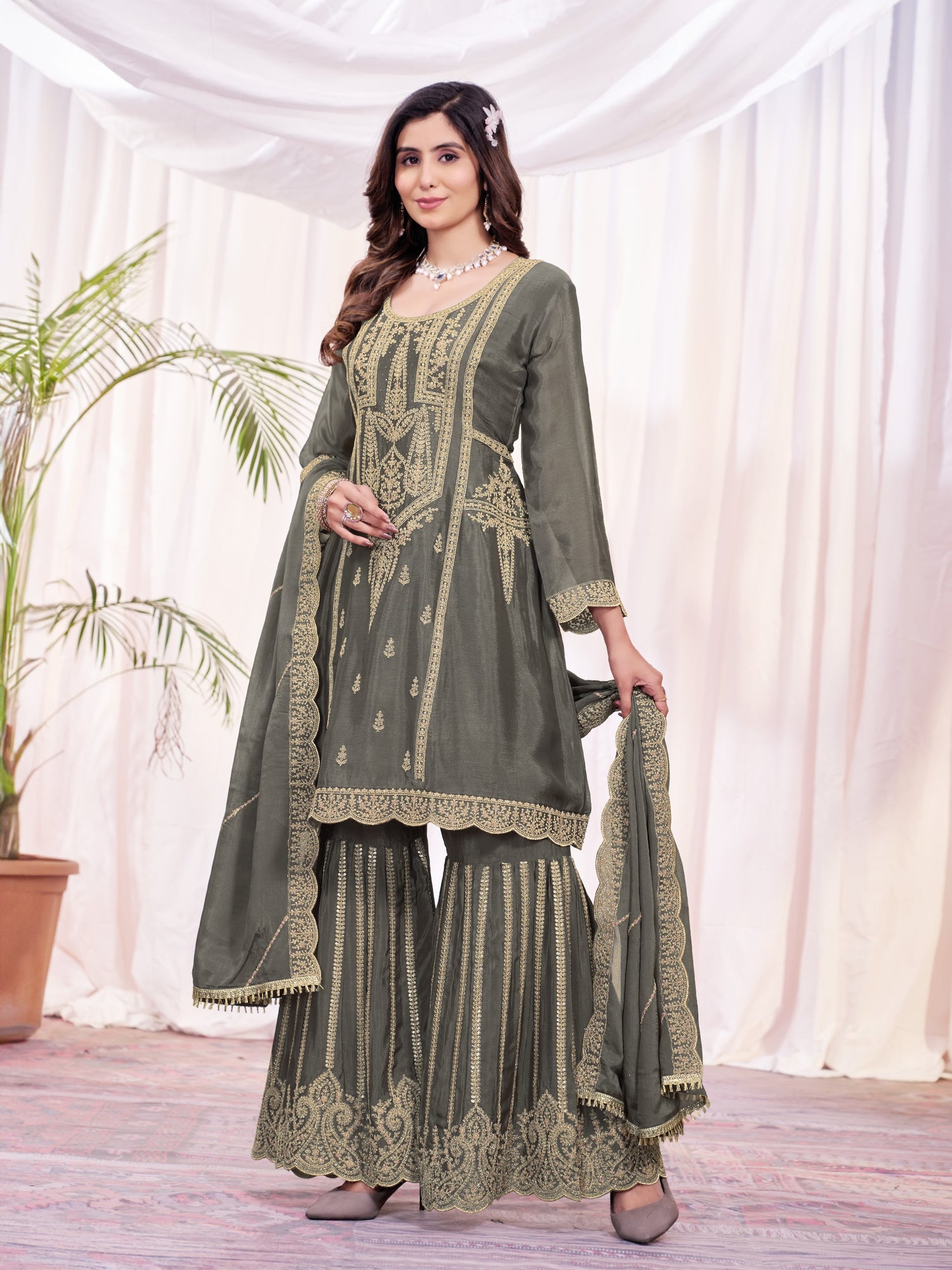 Attractive Grey Salwar Suit