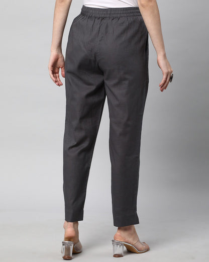 Relaxed Straight Leg Trousers ( Grey )