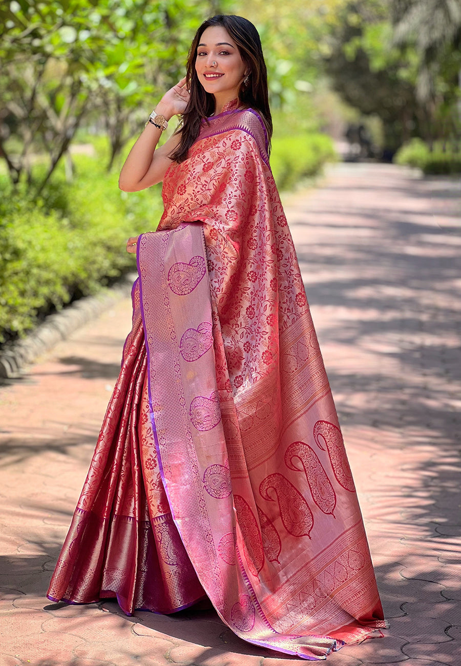 Exclusive Red Color Kanchipuram Silk Saree