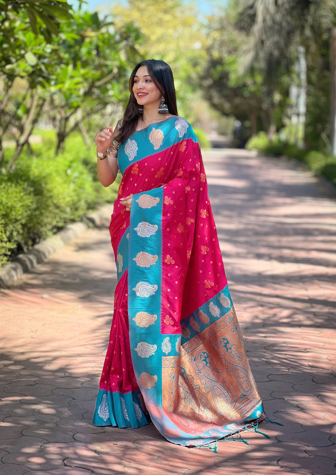 New Collection Pink Color Paithani Silk Saree