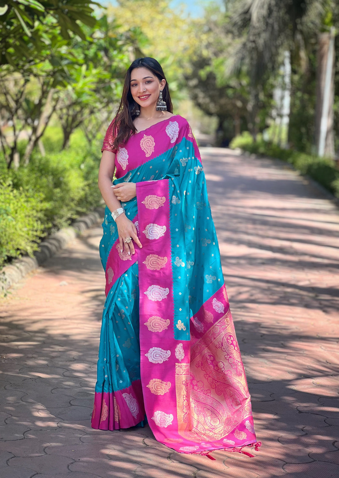 Blue Color Paithani Silk Trading Saree