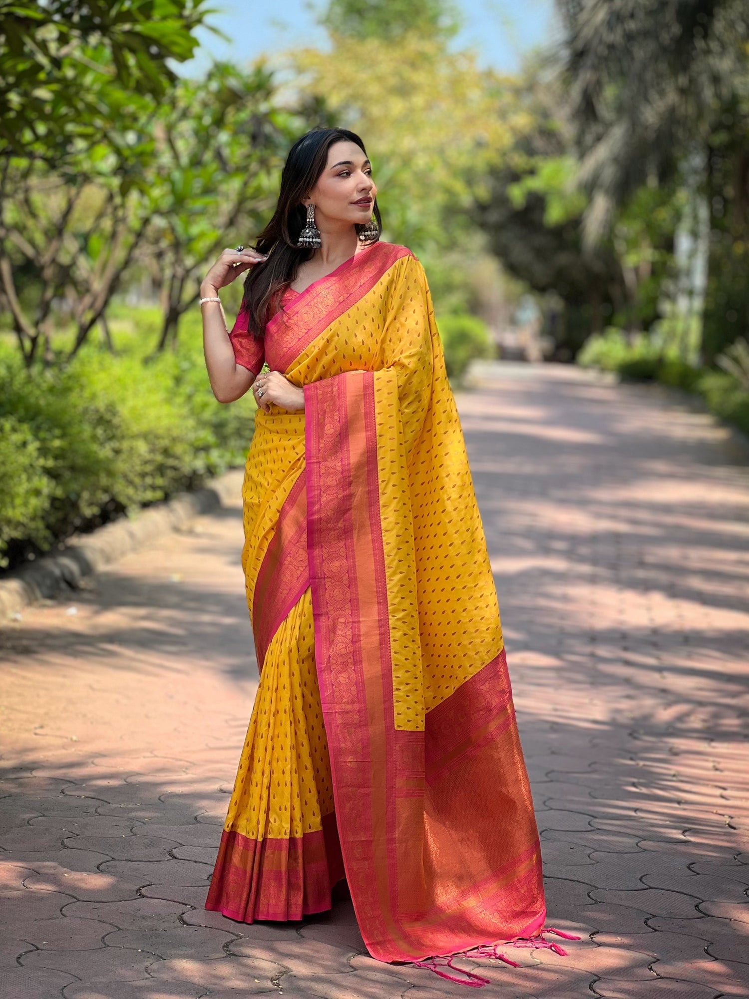 Yellow Color Piathani Silk Stunning Saree