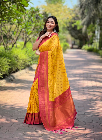 Yellow Color Piathani Silk Stunning Saree