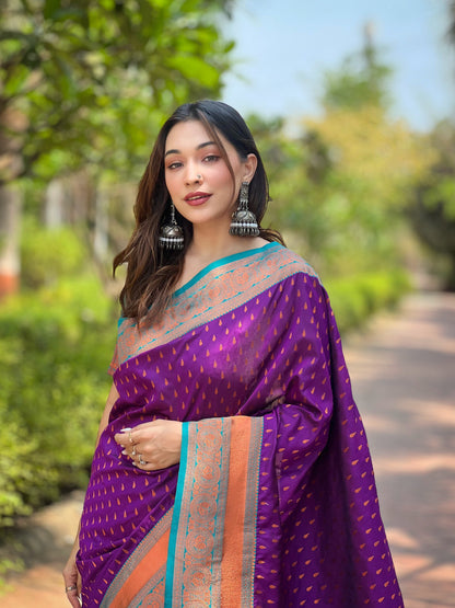 Classic Purple Color Paithani Soft Silk Saree