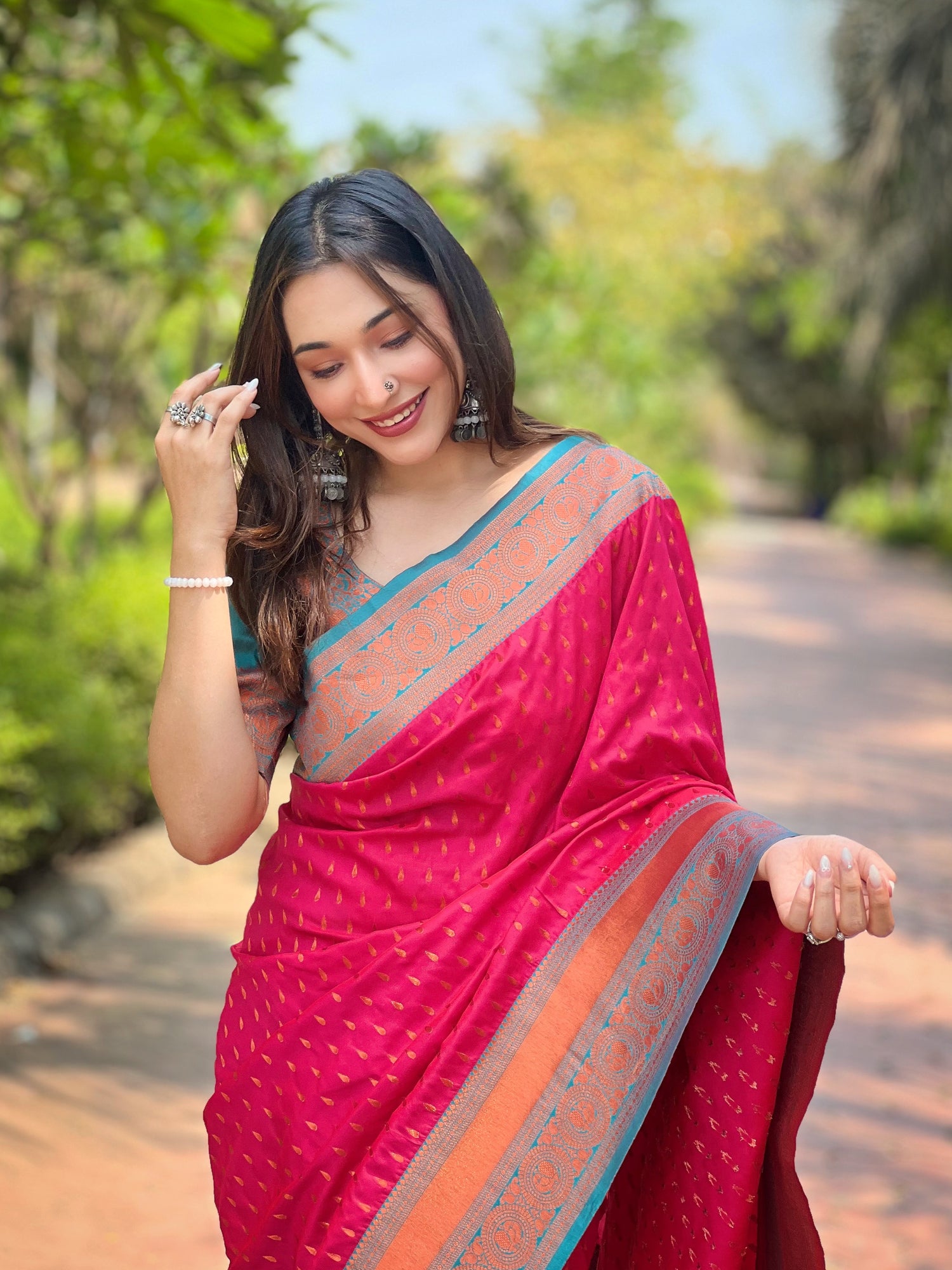 Designer pink Color Paithani Silk Fancy Saree