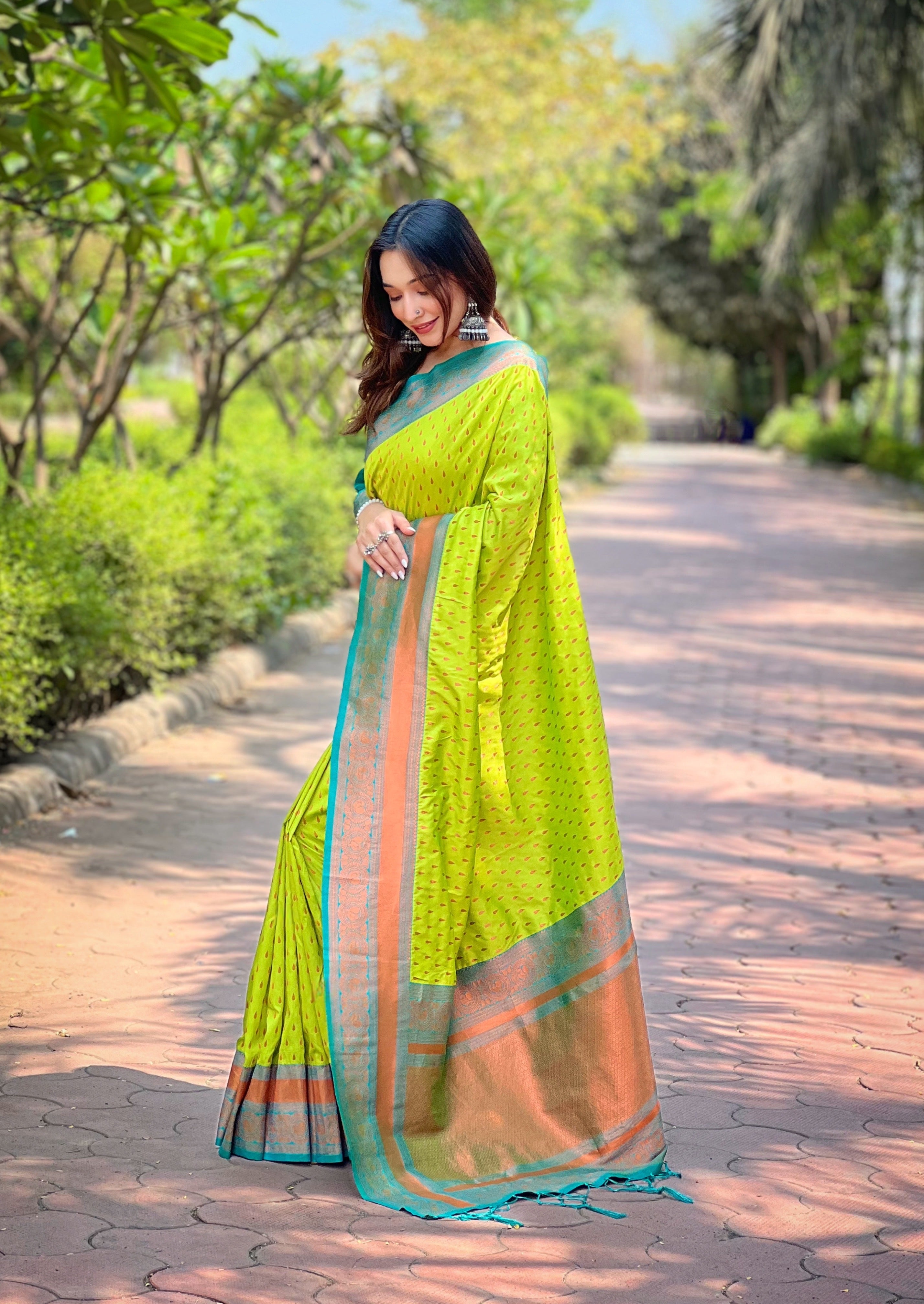 Light Green Paithani Silk New Stylish Saree