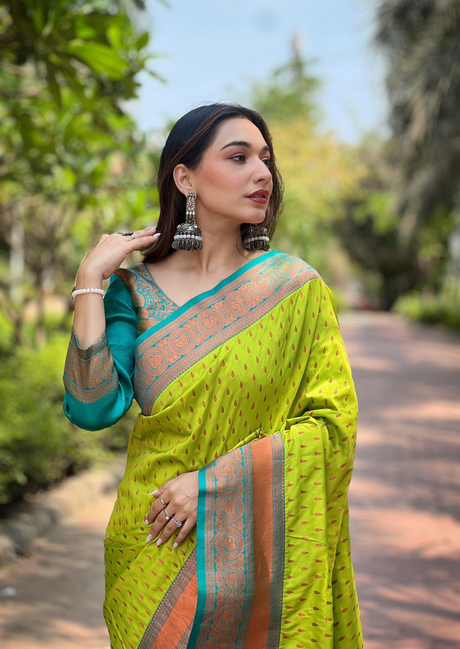 Light Green Paithani Silk New Stylish Saree