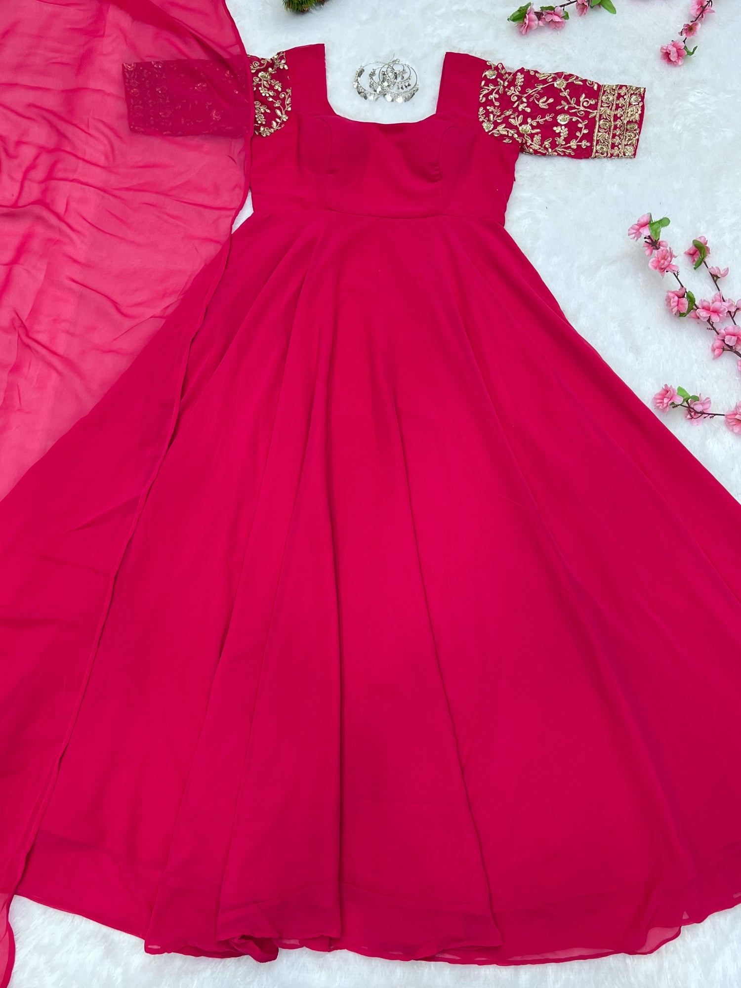 Pure Georgette Fancy Pink Color  Classy  Anarkali Suit