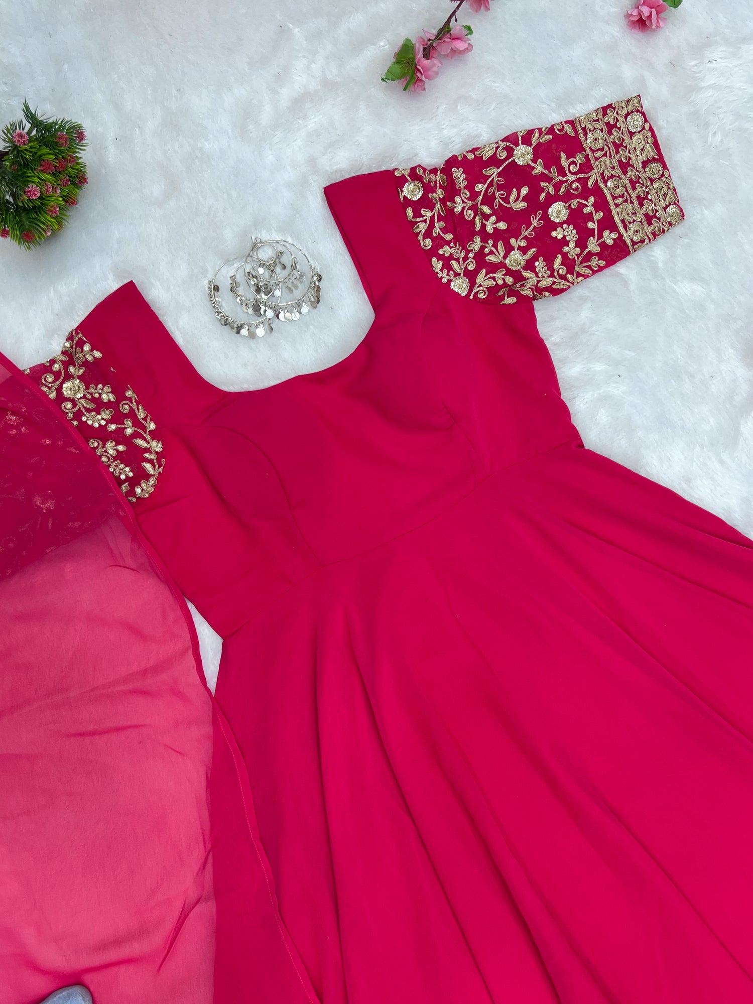 Pure Georgette Fancy Pink Color  Classy  Anarkali Suit