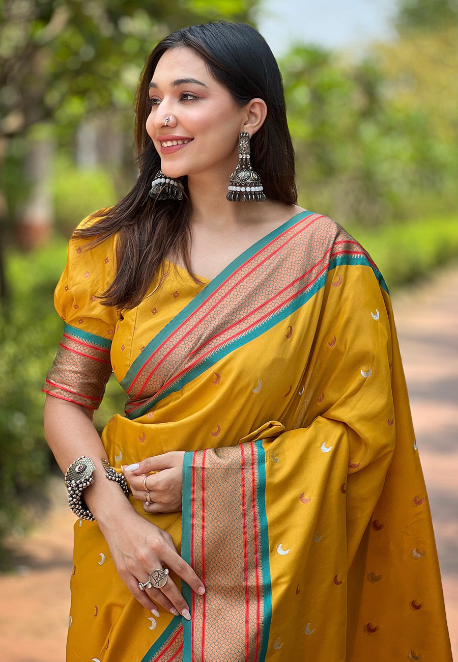 Festival Wear Paithani Silk Yellow Saree