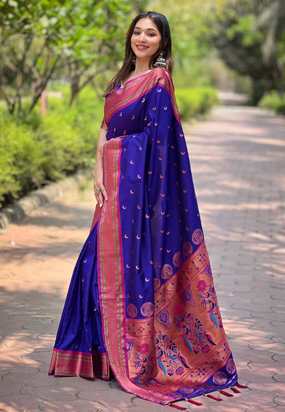 Royal Blue Paithani Silk Fancy Saree