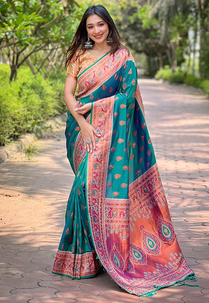 New Arrive Paithani Silk Green Saree