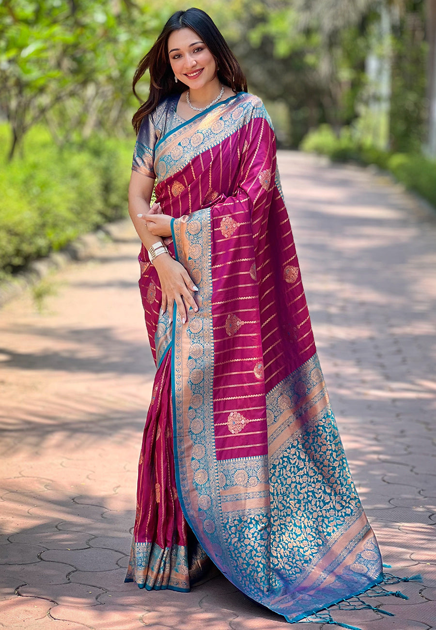 Stunning Pink Color Pure Soft Silk Saree