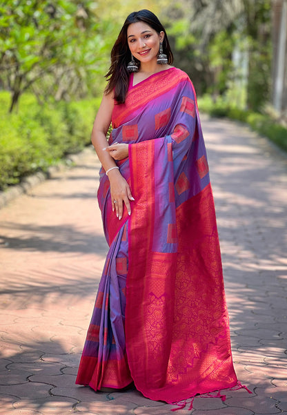 Exclusive Purple Color Soft Pure Silk Saree