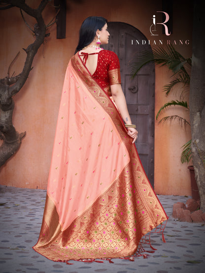 Premium Pure Silk Pink Color Party Wear Saree