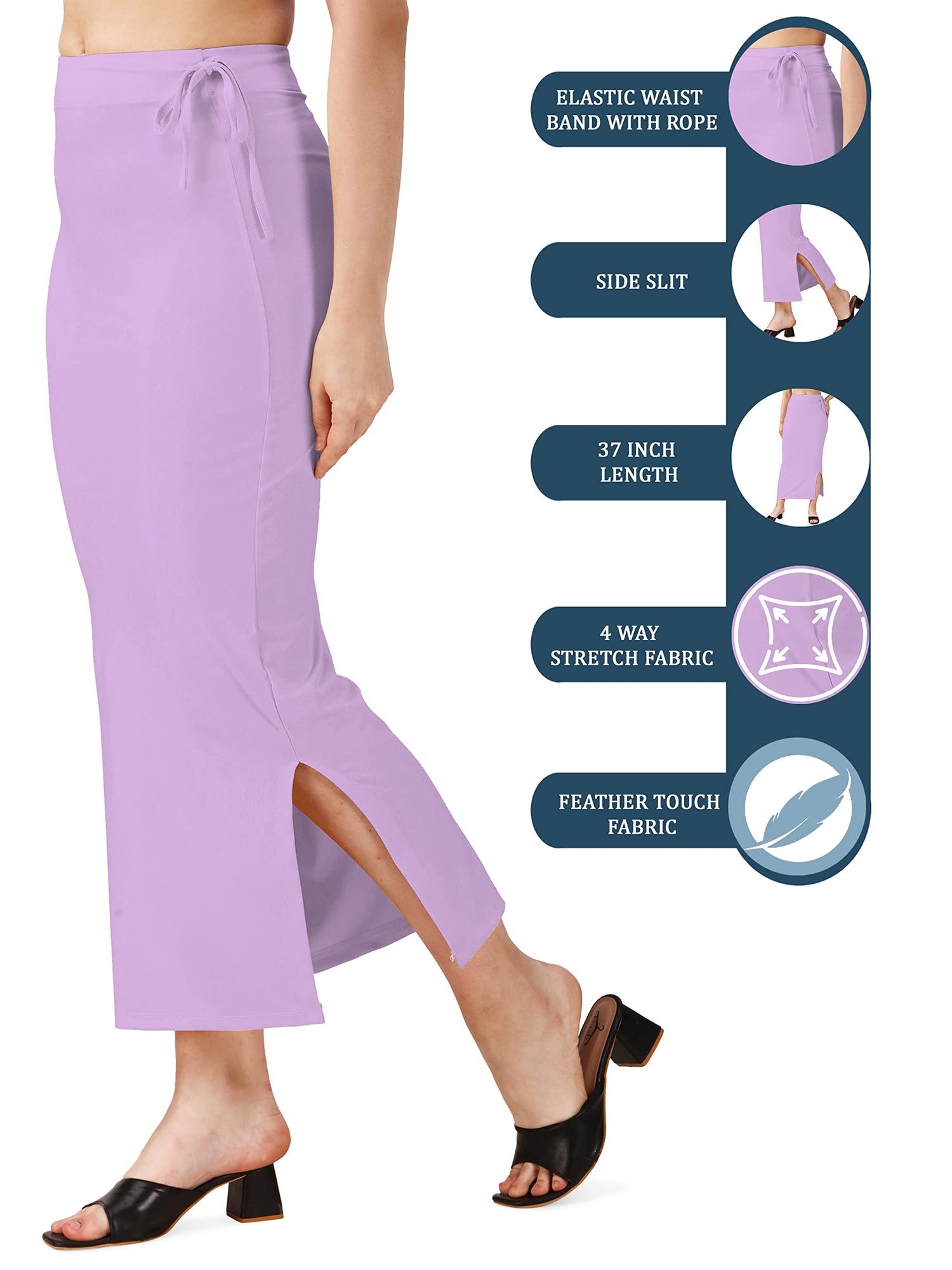 Saree Shapewear Petticoat In Lavender With Drawstring