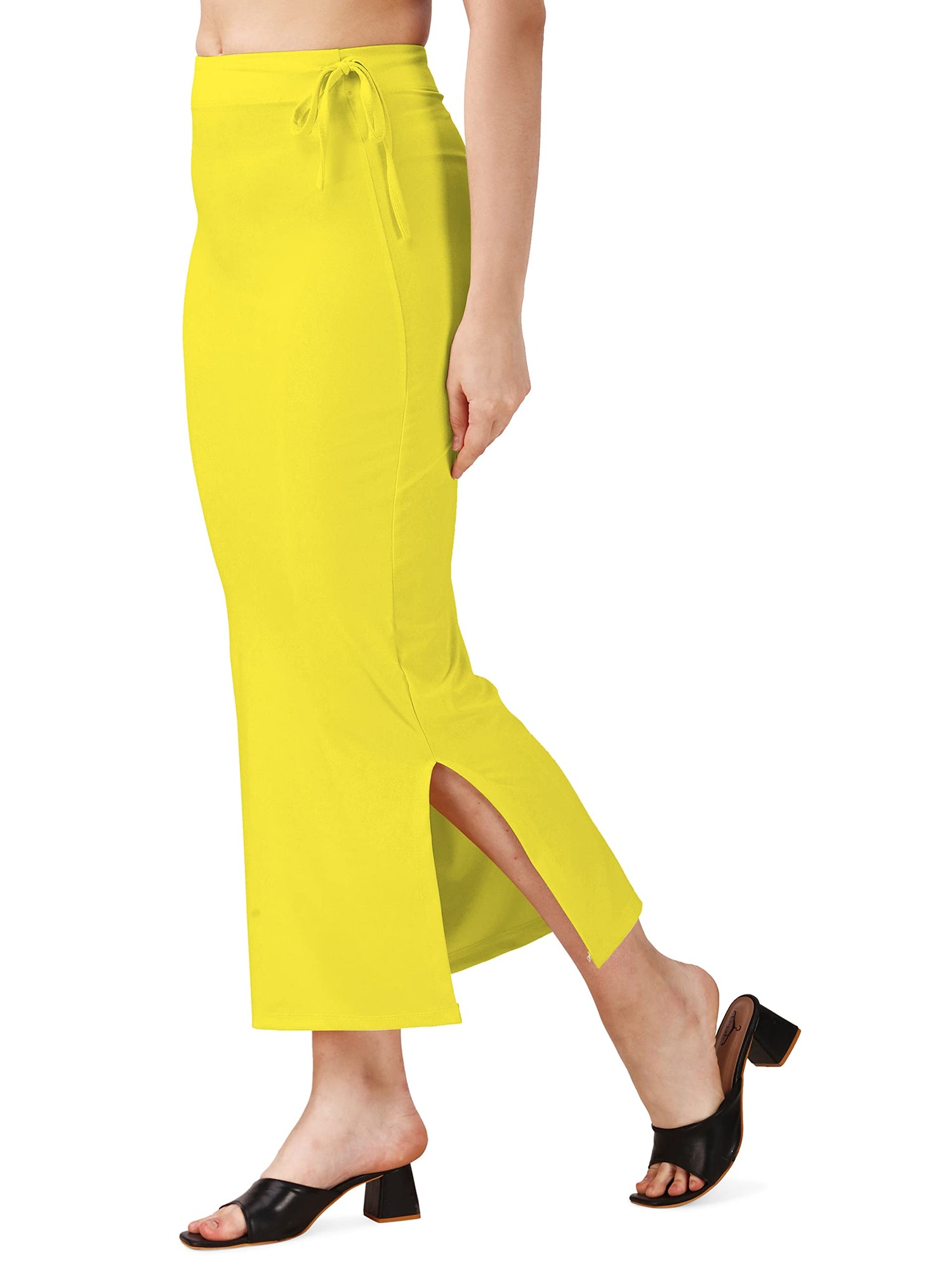 Saree Shapewear Petticoat In Lemon With Drawstring