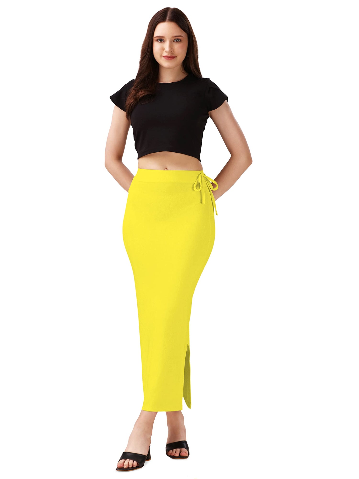 Saree Shapewear Petticoat In Lemon With Drawstring