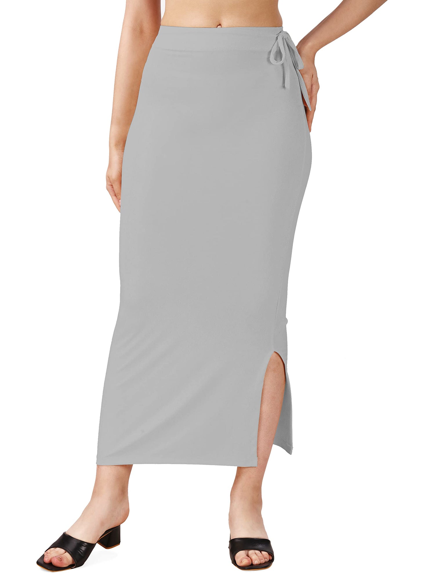 Saree Shapewear Petticoat In Light Grey With Drawstring