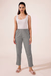 Mid-Rise Cropped Cotton Pant Trousers (Light Grey)