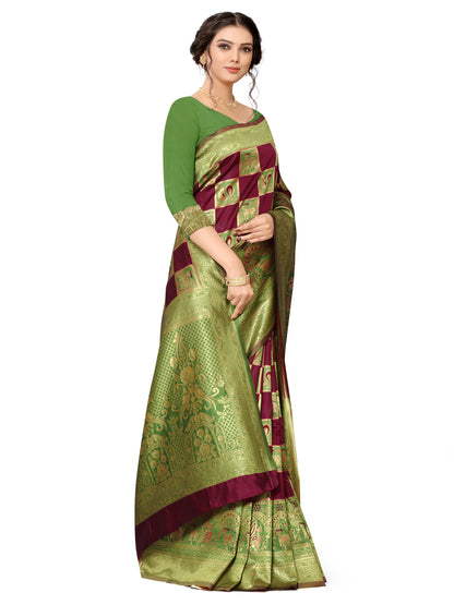 Gem Green Banarasi Silk Latest Design Saree