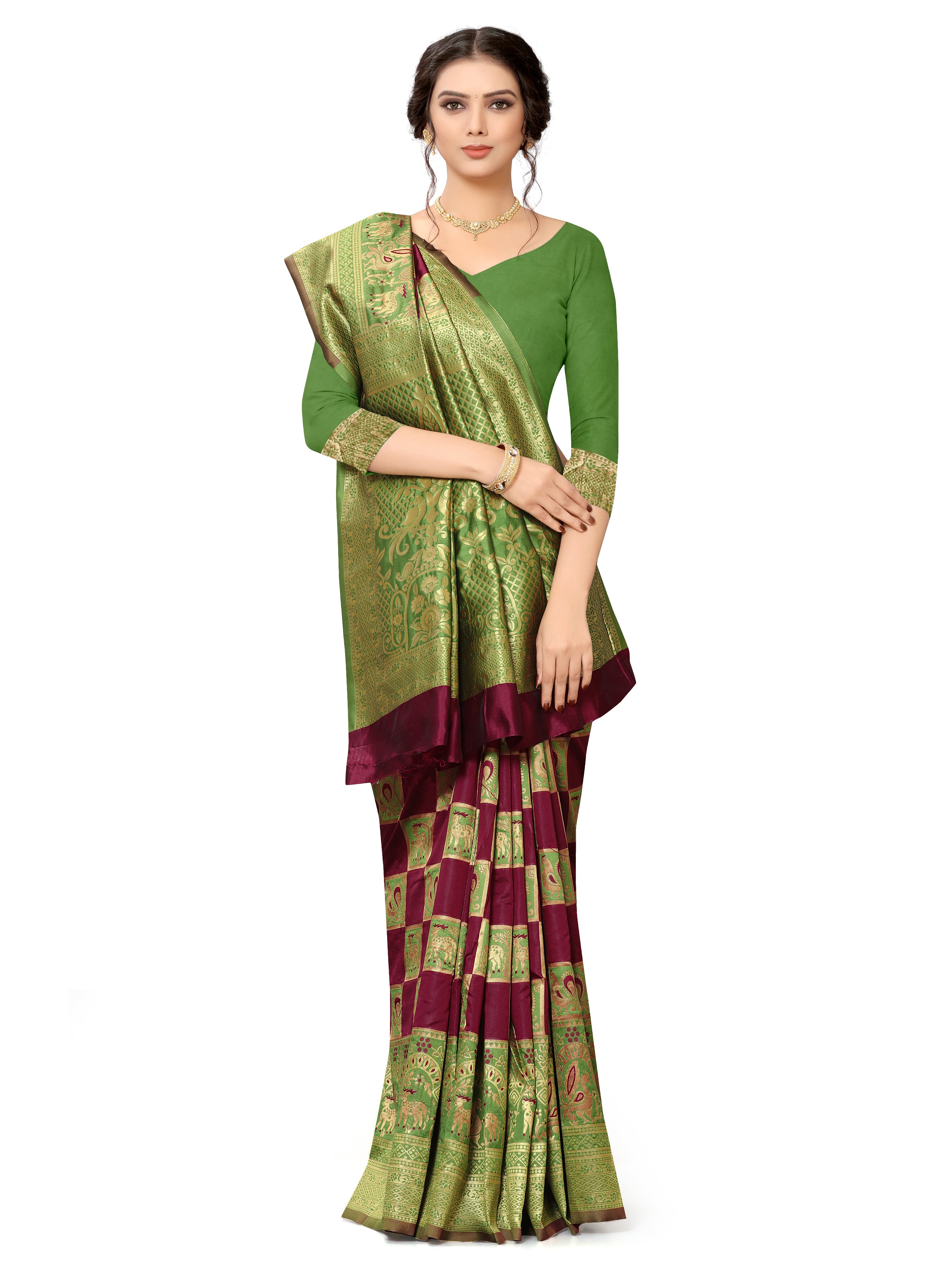 Gem Green Banarasi Silk Latest Design Saree