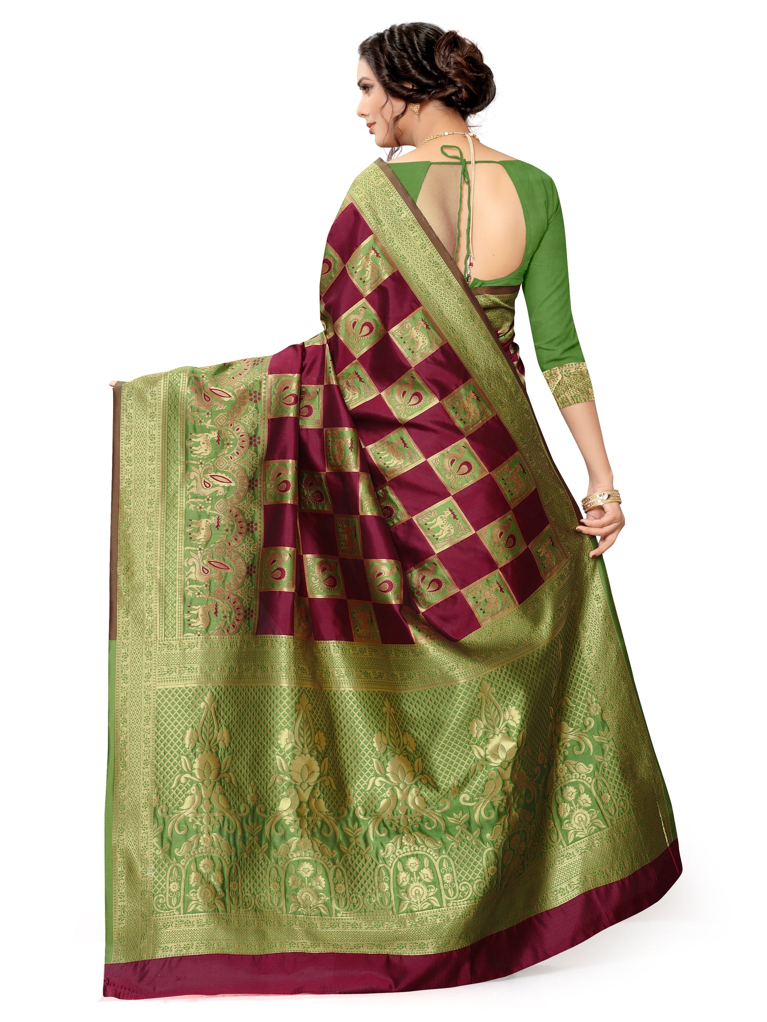 Gem Green Banarasi Silk Latest Design Saree