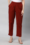 Relaxed Straight Leg Trousers ( Maroon )