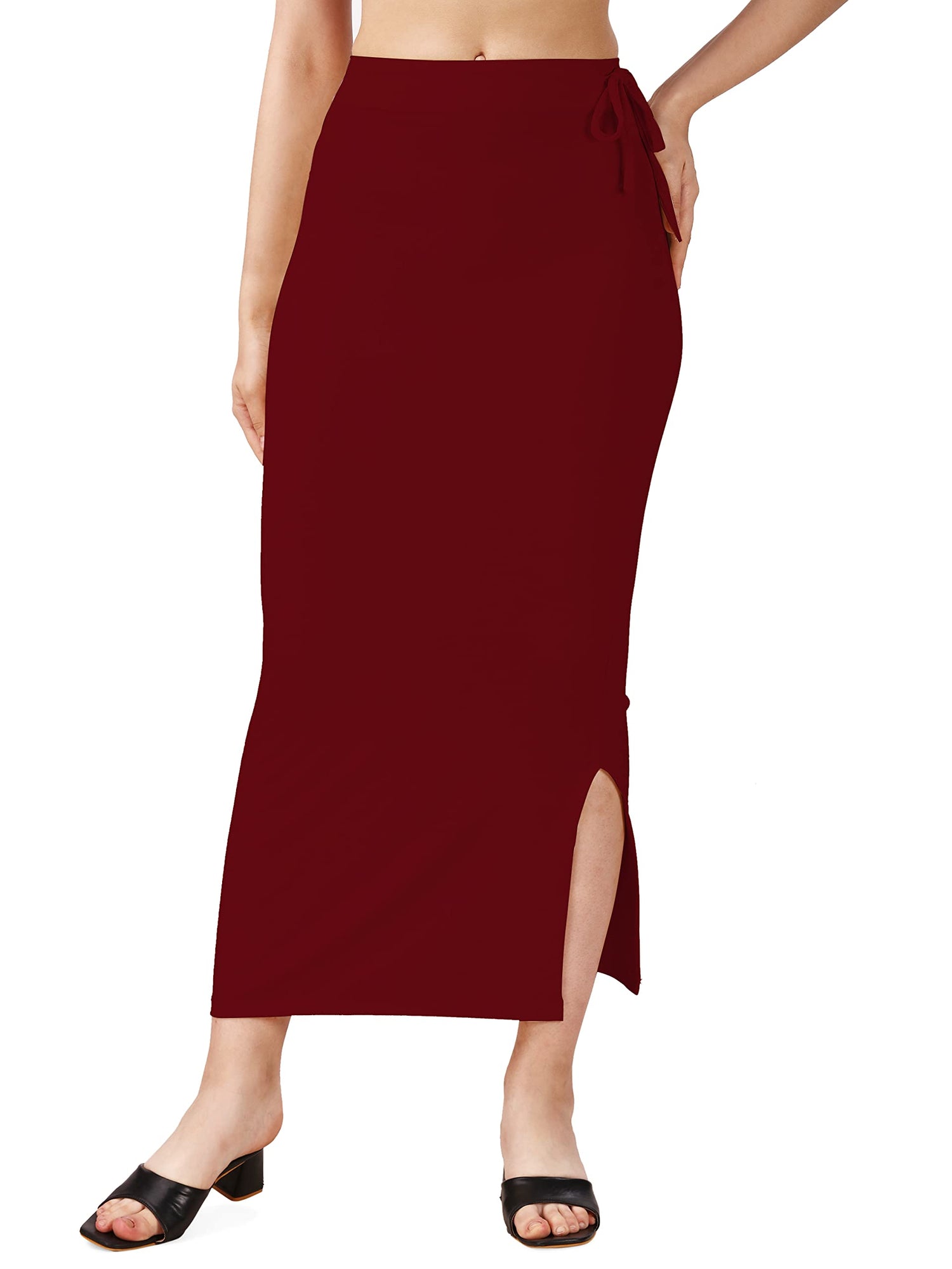 Saree Shapewear Petticoat In Maroon With Drawstring