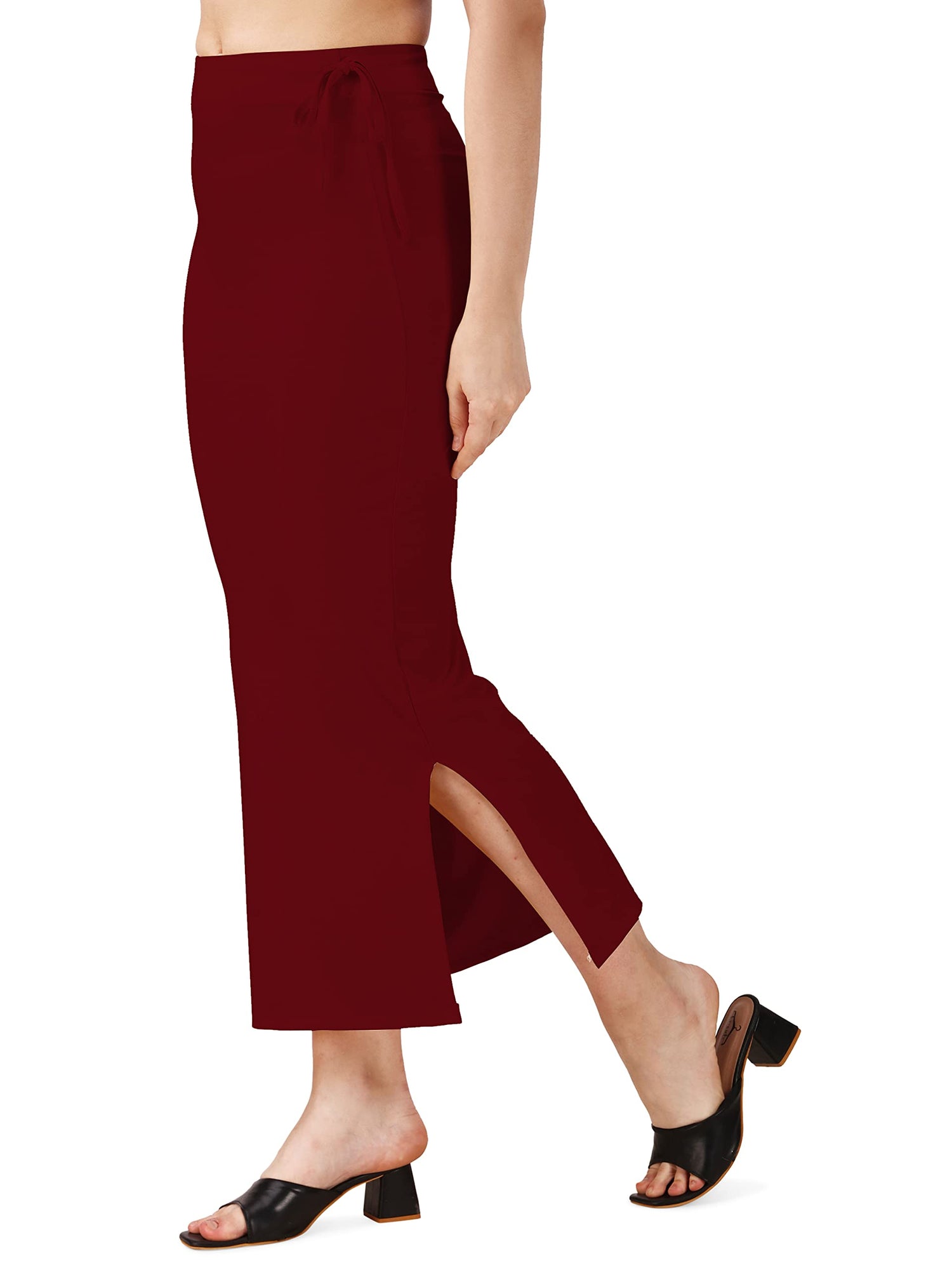 Saree Shapewear Petticoat In Maroon With Drawstring