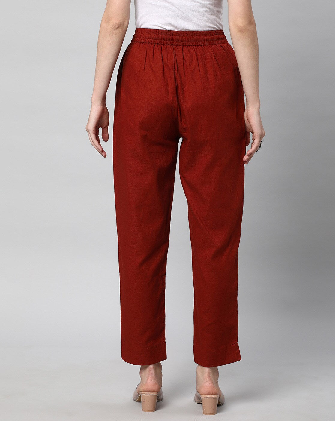 Relaxed Straight Leg Trousers ( Maroon )