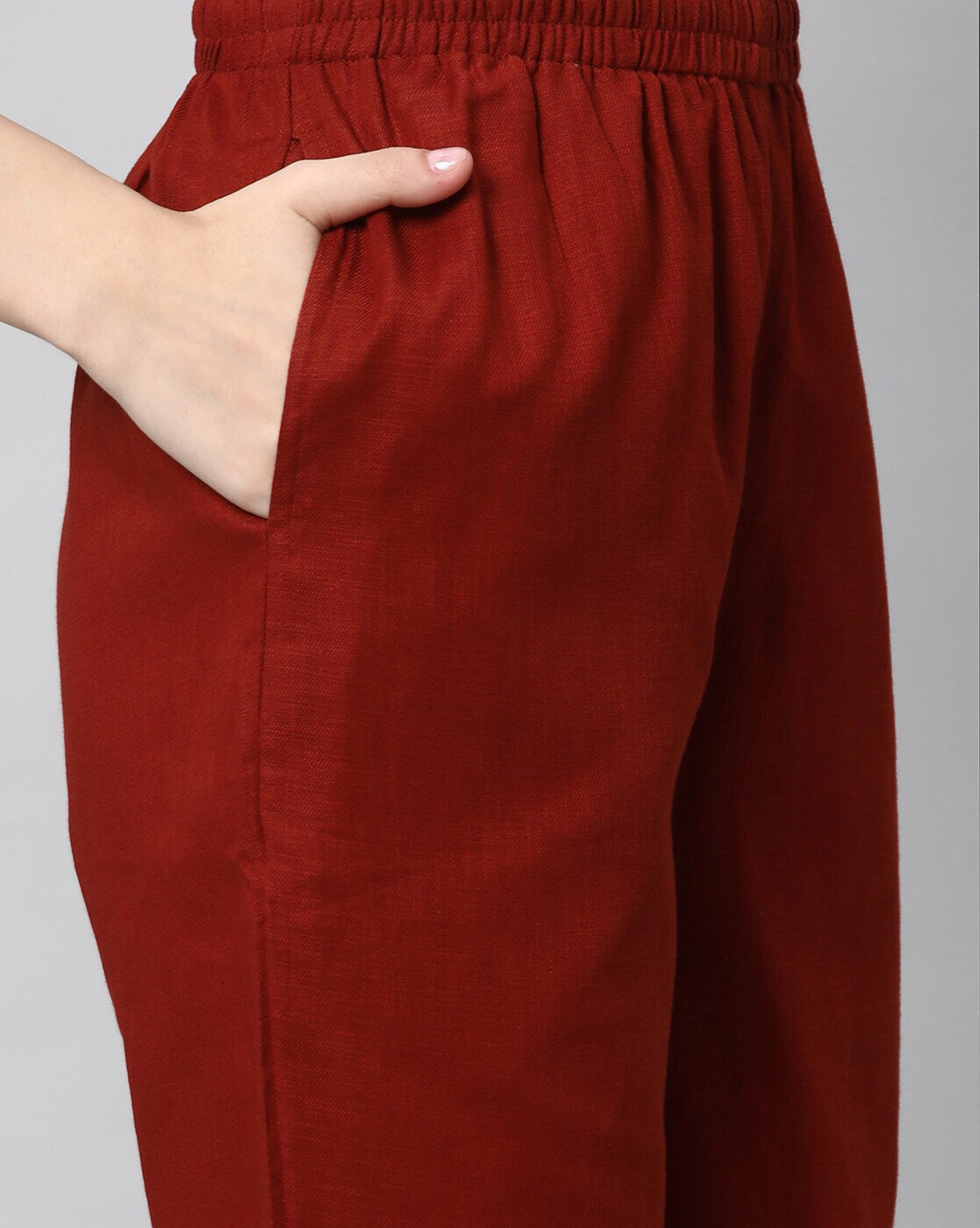 Relaxed Straight Leg Trousers ( Maroon )