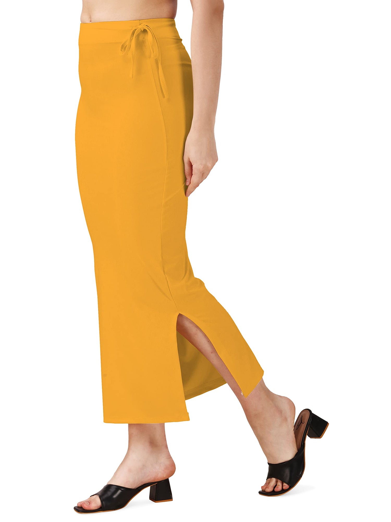 Saree Shapewear Petticoat In Mustard With Drawstring