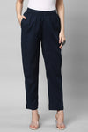 Relaxed Straight Leg Trousers ( Navy Blue )