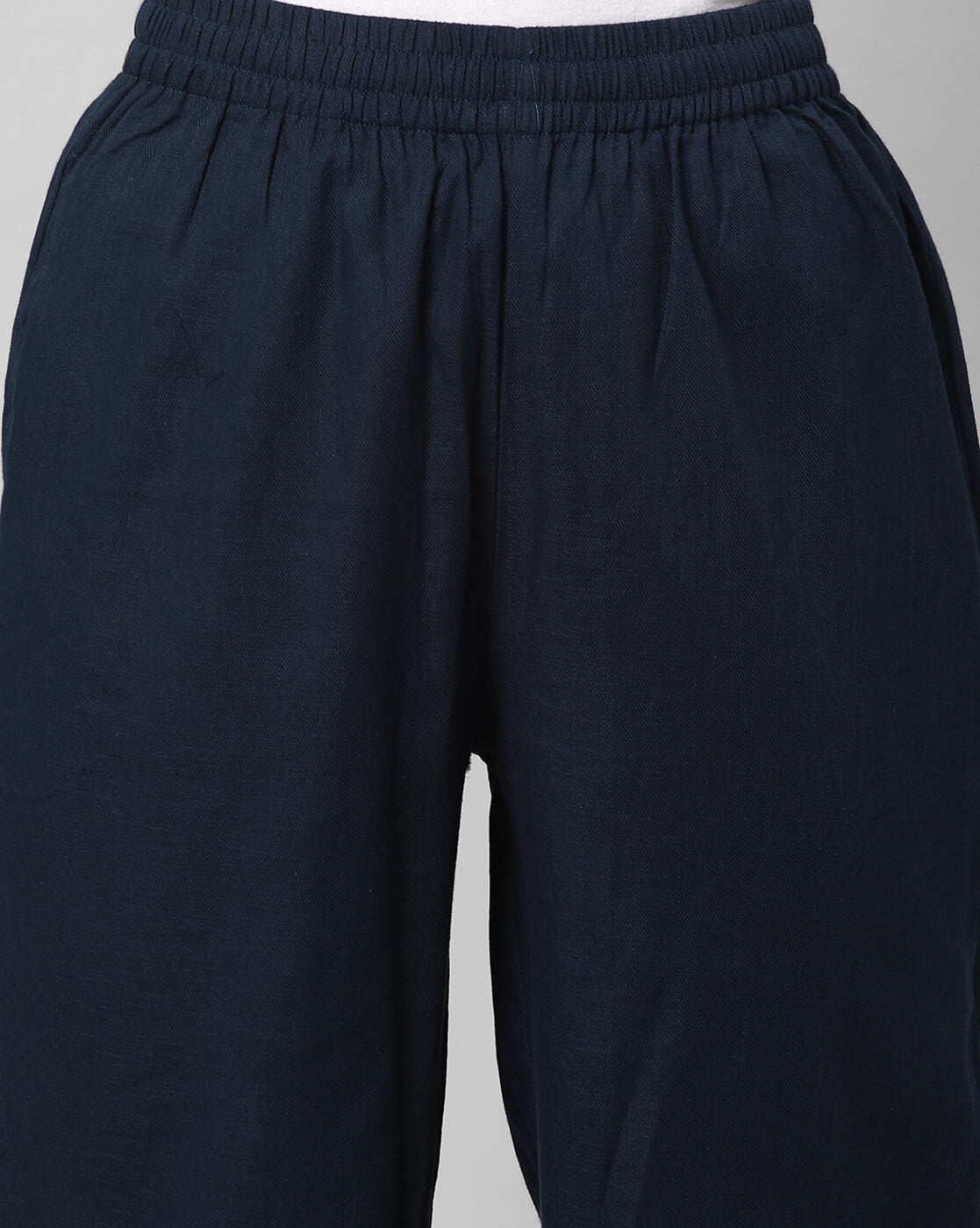 Relaxed Straight Leg Trousers ( Navy Blue )