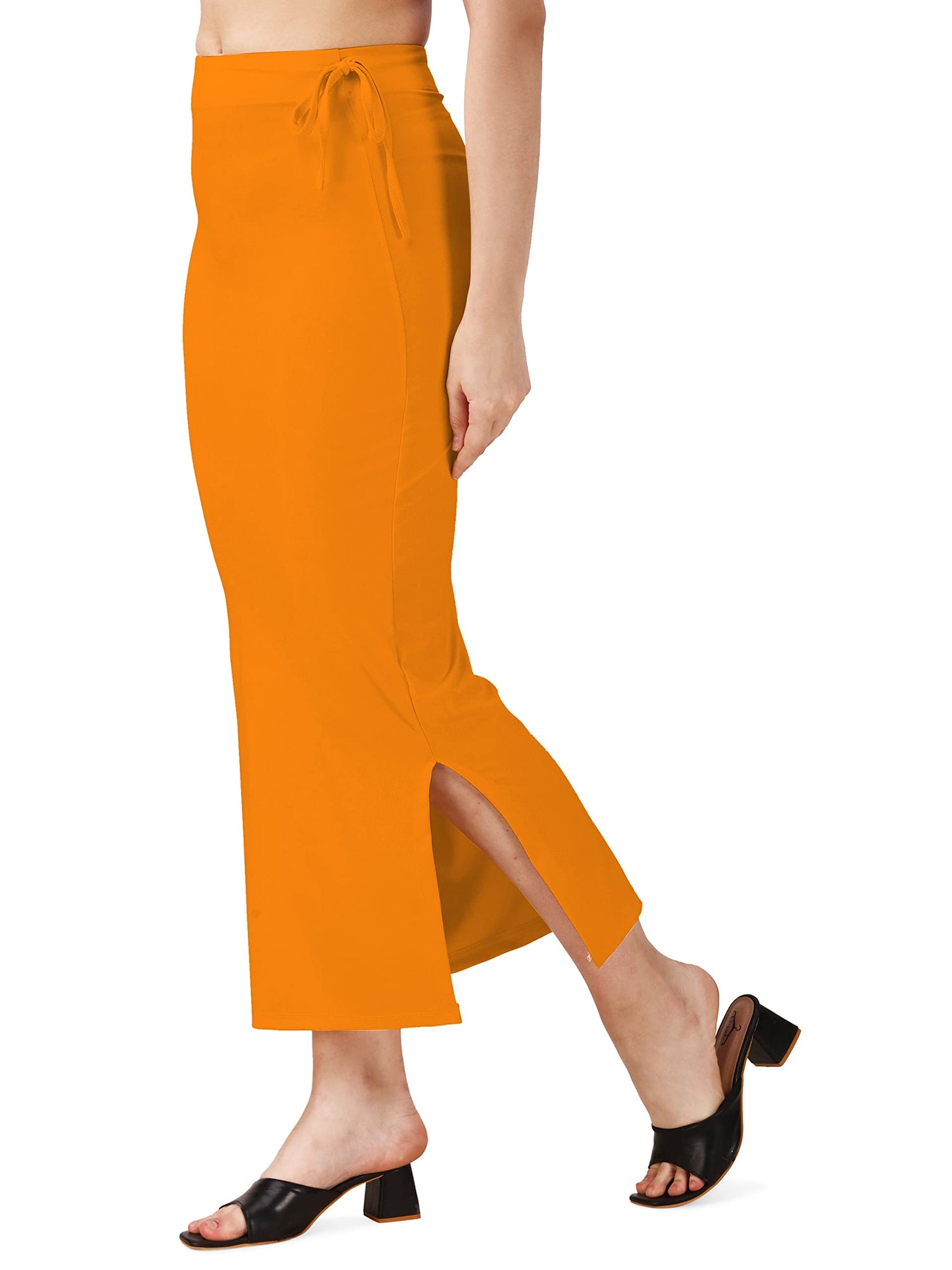 Saree Shapewear Petticoat In Orange With Drawstring