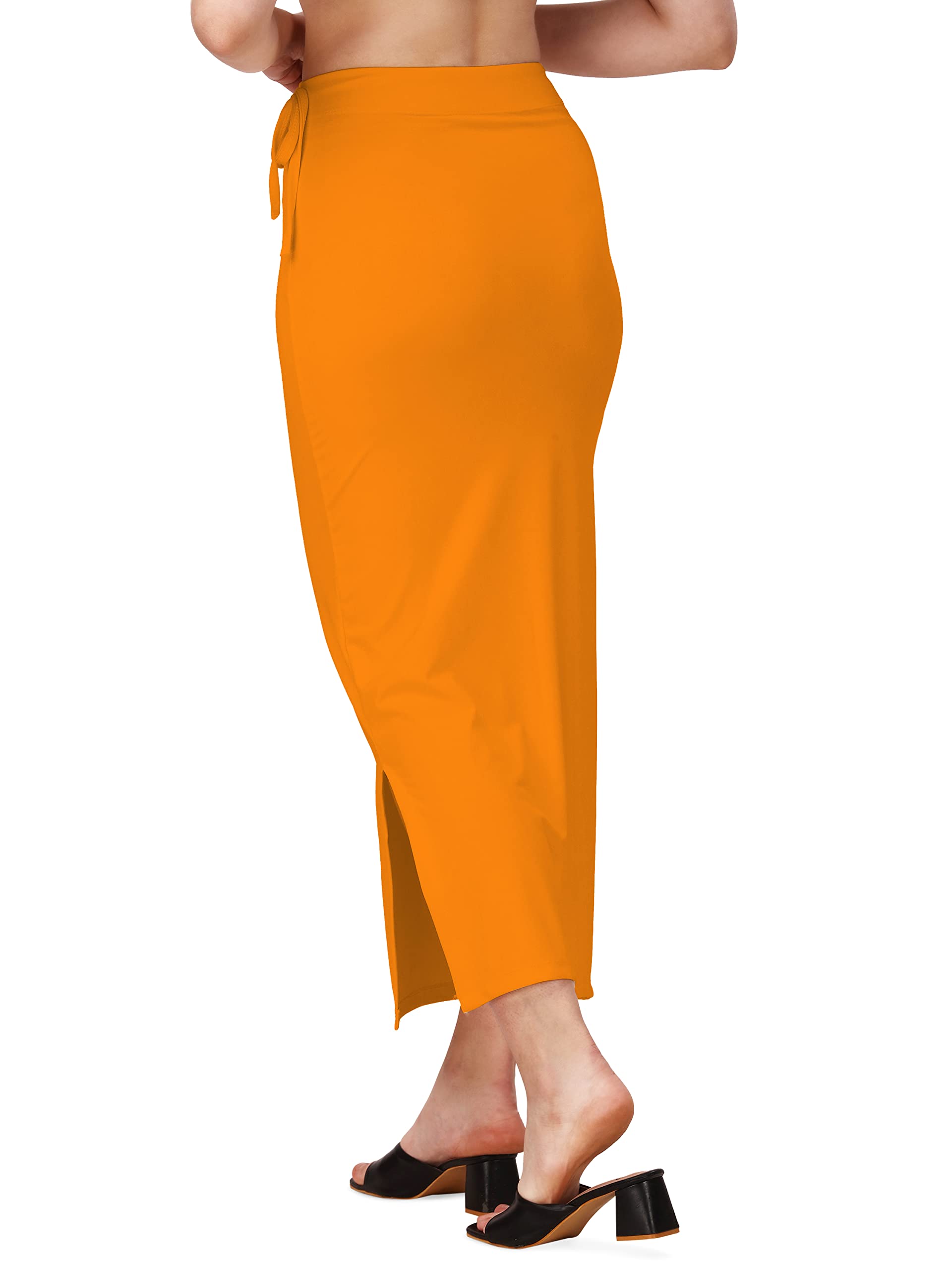 Saree Shapewear Petticoat In Orange With Drawstring