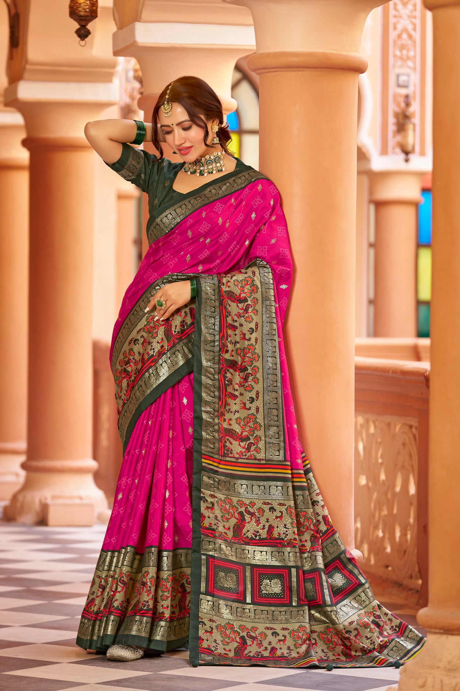 Heavy Dola Silk Pink Color Saree