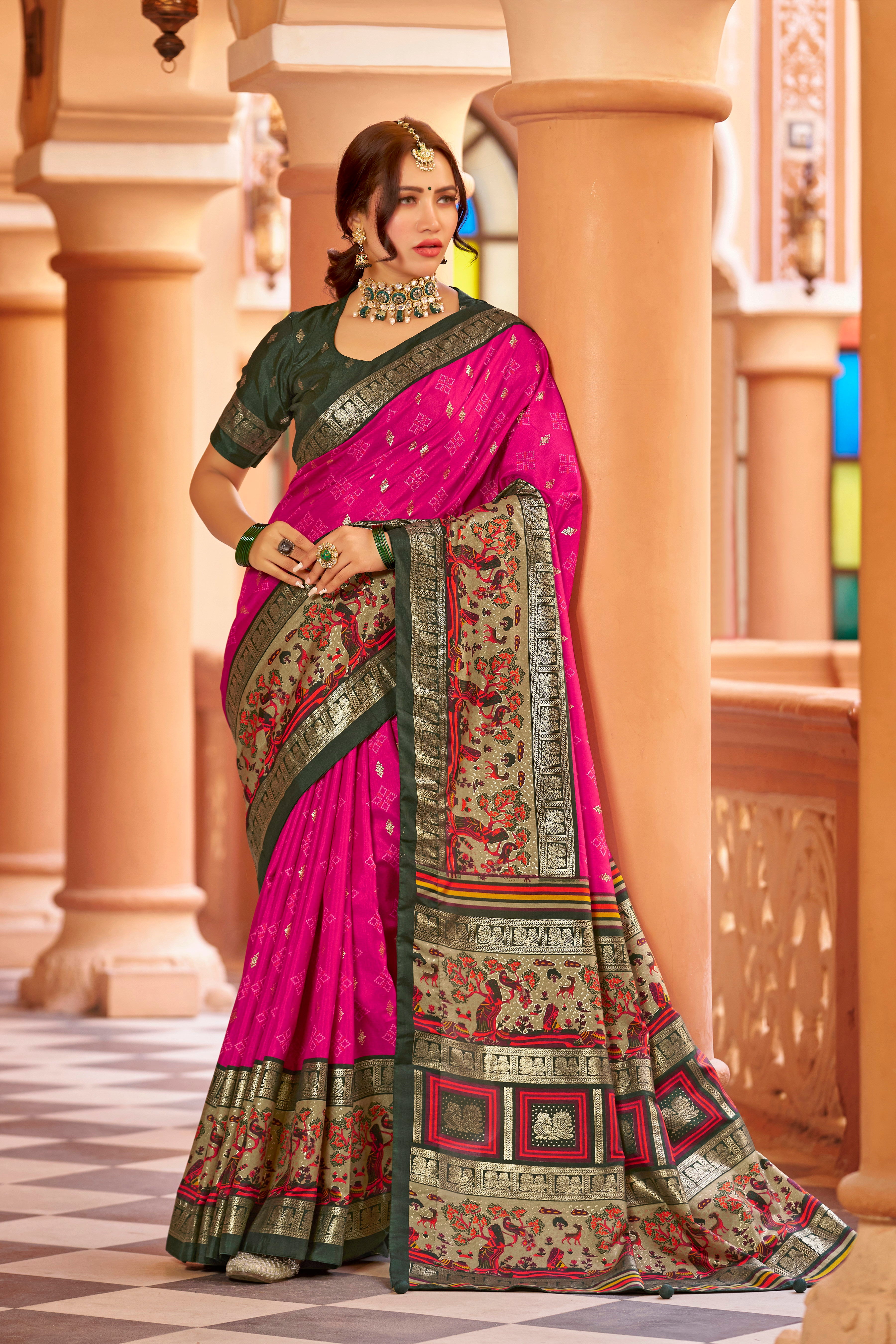 Heavy Dola Silk Pink Color Saree