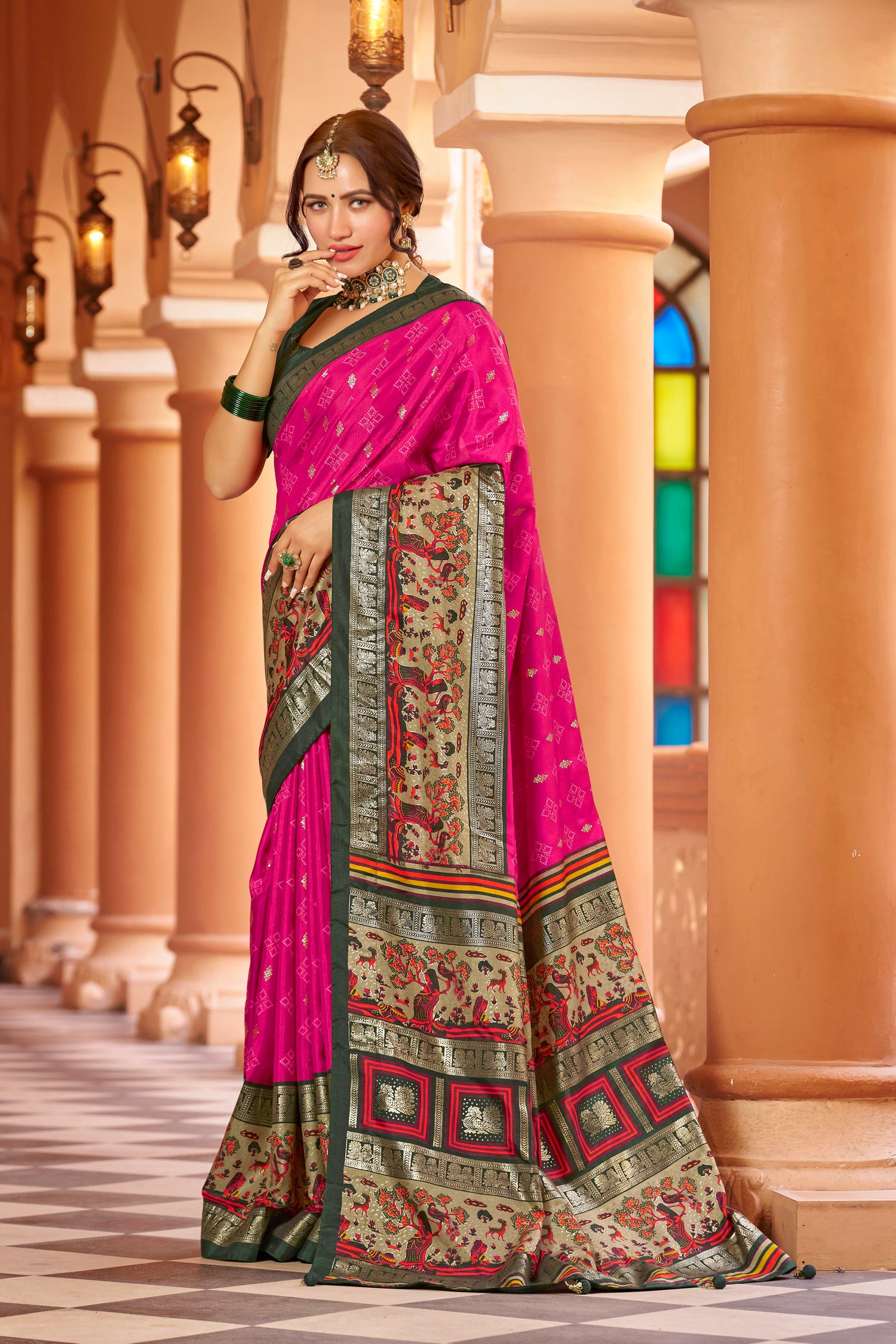 Heavy Dola Silk Pink Color Saree