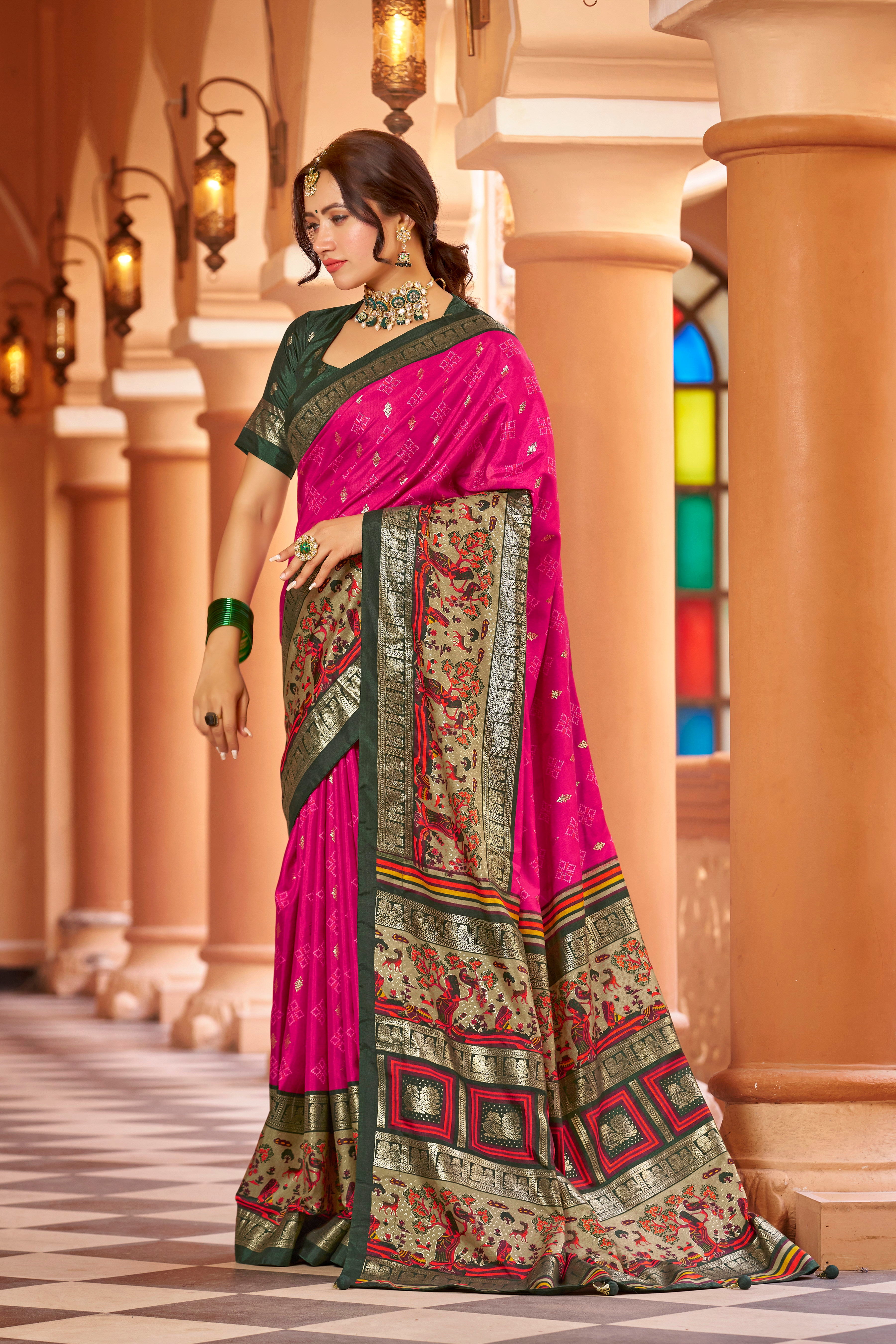 Heavy Dola Silk Pink Color Saree