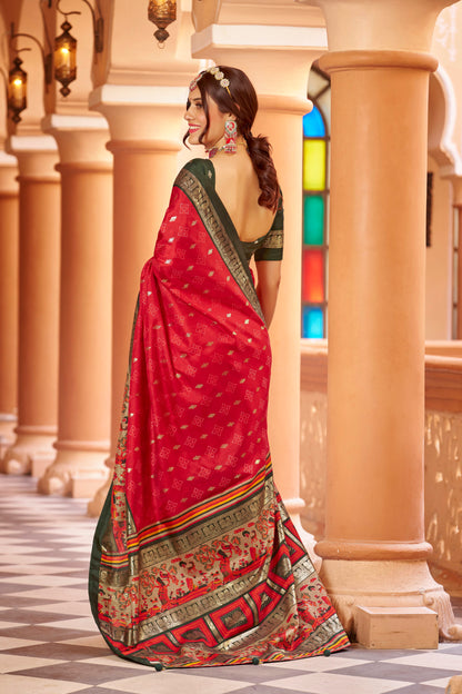 Wedding Wear Heavy Dola Silk Red Saree