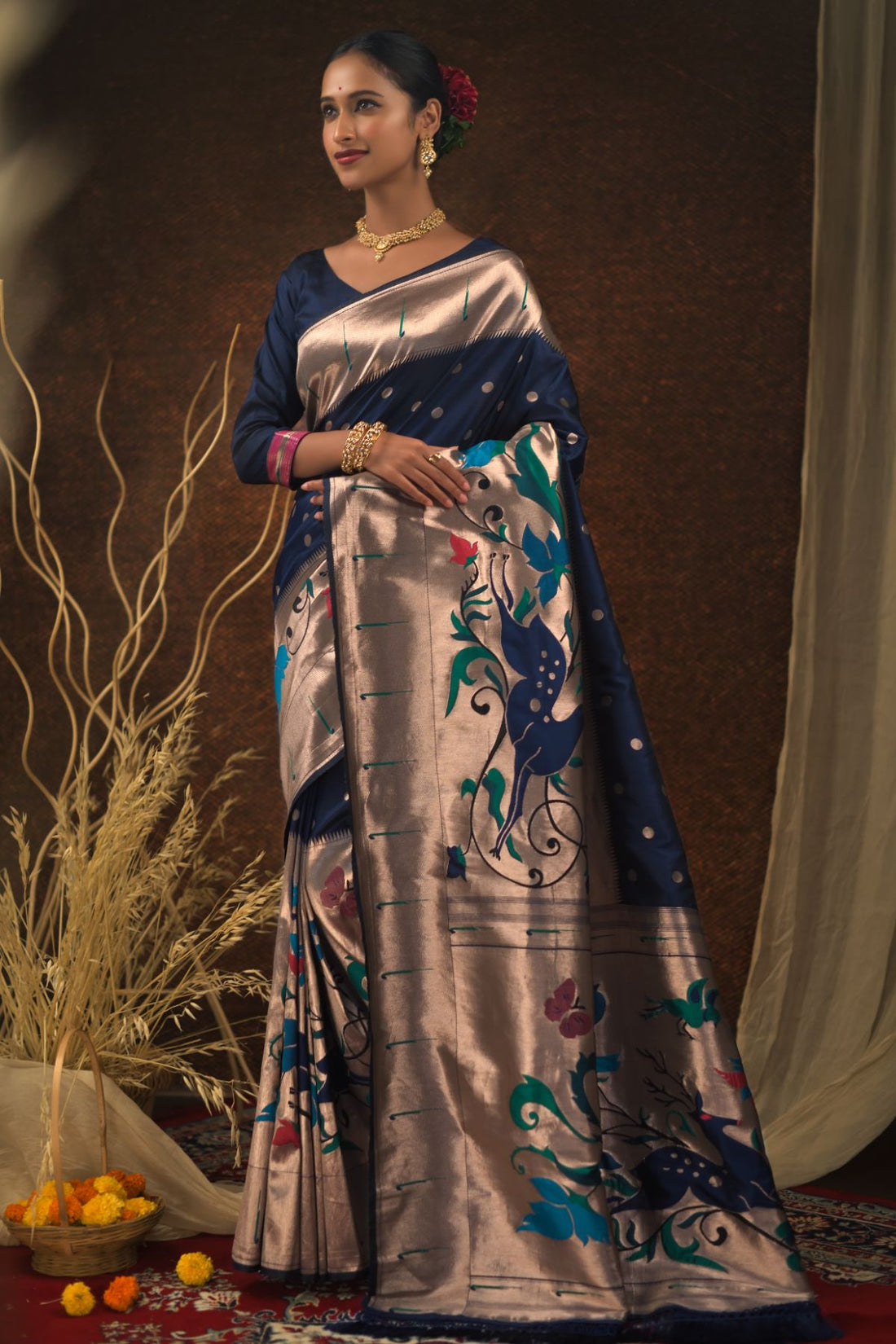 Fountain Blue Paithani Zari Work Latest Saree