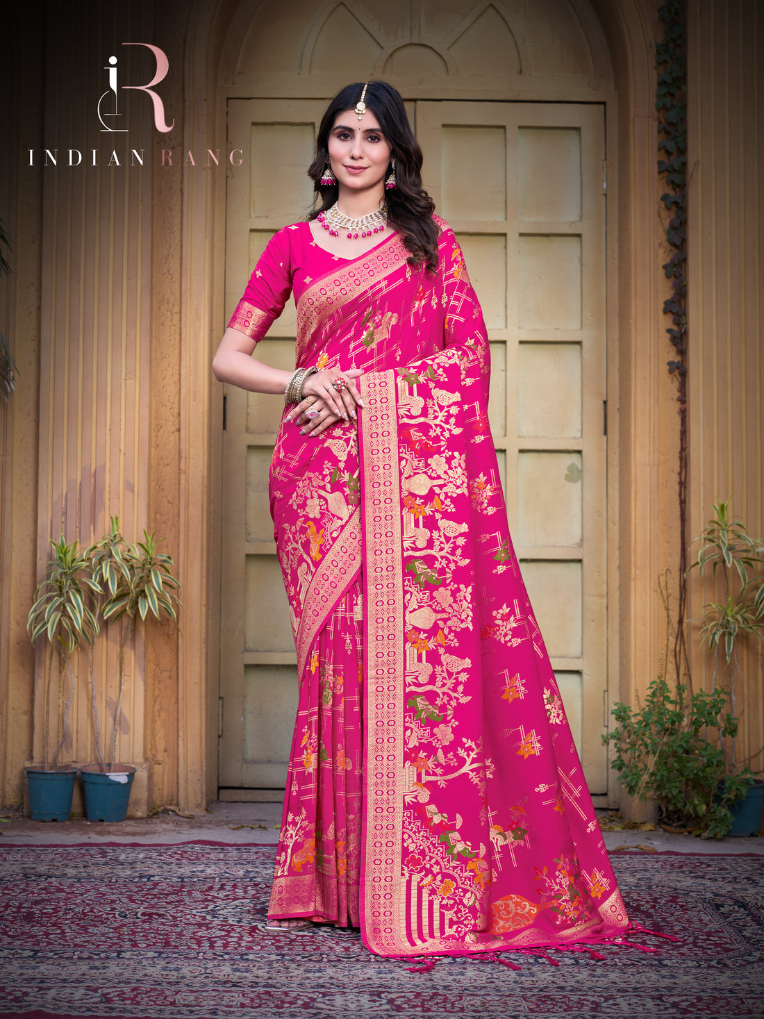 Pink Color Beautiful  Pure Silk Stylish Saree