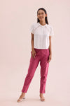 Mid-Rise Cropped Cotton Pant Trousers (Pink)