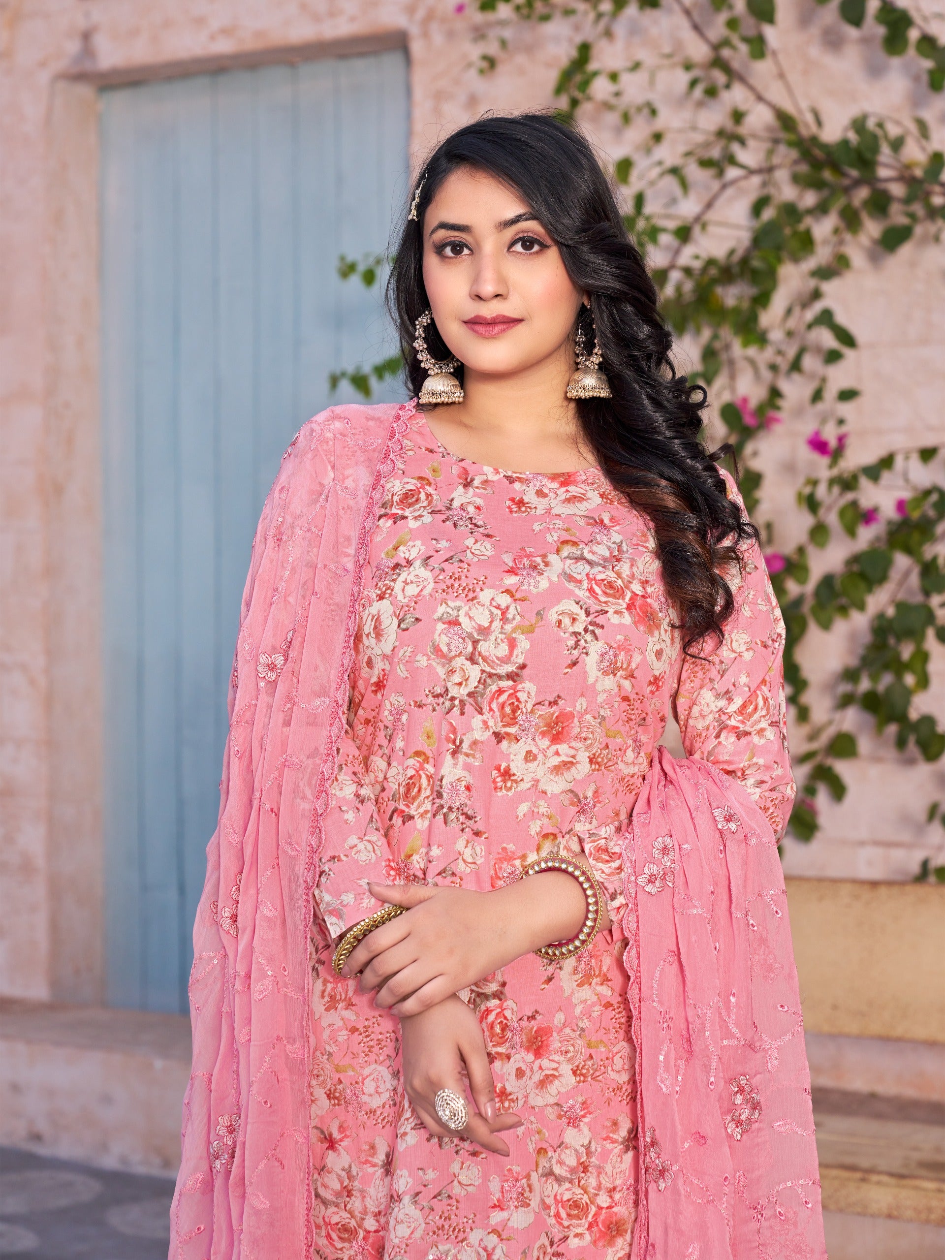 Ready To Wear Cotton Printed Pink Suit Set