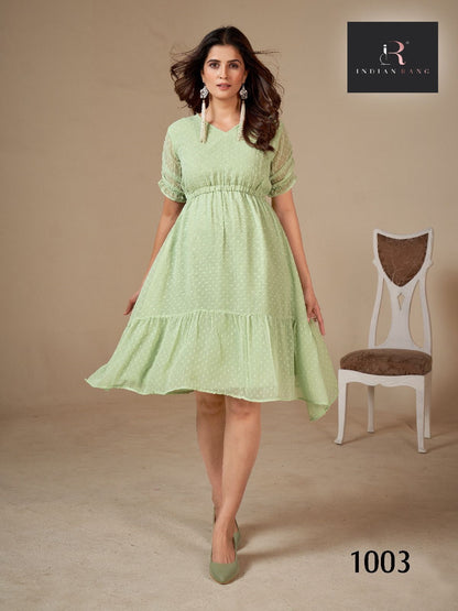 Classy Pista Color Party Wear Western Dress